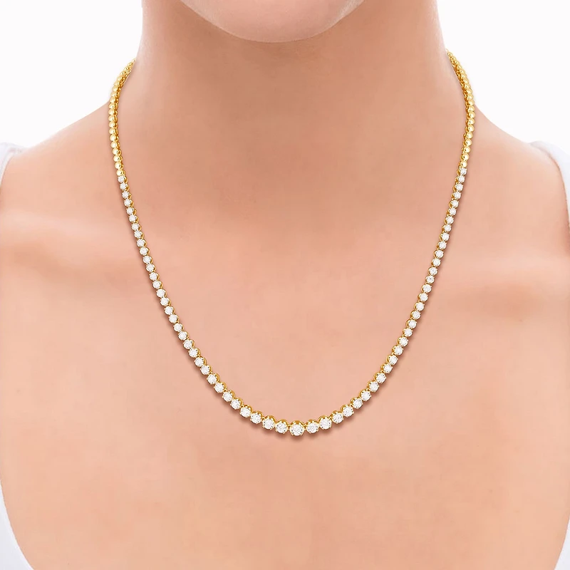 (G / Si1-Si2) Womens White Diamond Sterling Silver 17 Inch Tennis Necklace