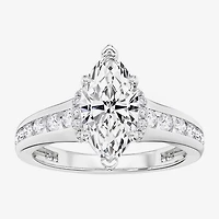 F / Vs2) Womens CT. T.W. Lab Grown White Diamond 10K Gold Marquise Side Stone Engagement Ring