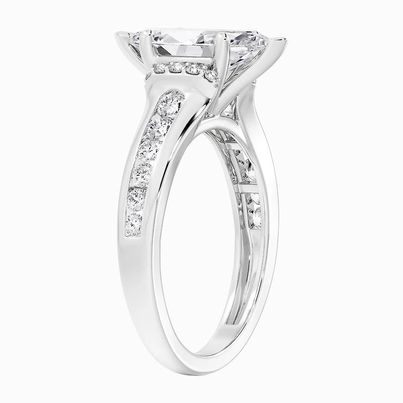 F / Vs2) Womens CT. T.W. Lab Grown White Diamond 10K Gold Marquise Side Stone Engagement Ring