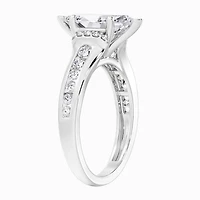 F / Vs2) Womens CT. T.W. Lab Grown White Diamond 10K Gold Marquise Side Stone Engagement Ring
