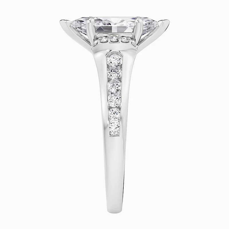 F / Vs2) Womens CT. T.W. Lab Grown White Diamond 10K Gold Marquise Side Stone Engagement Ring