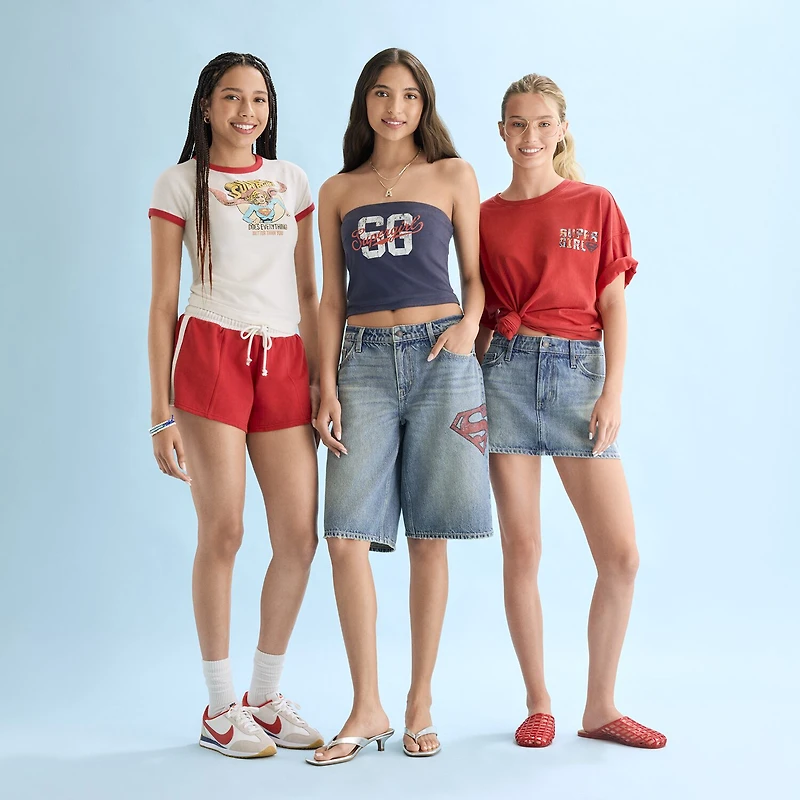 Arizona Supergirl Womens Juniors Mid Rise Denim Skirt