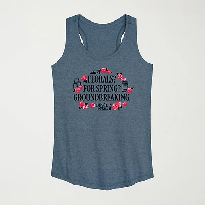 Florals For Spring Womens Crew Neck Sleeveless Tank Top