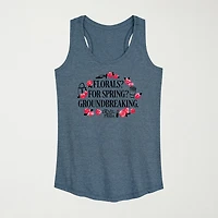 Florals For Spring Womens Crew Neck Sleeveless Tank Top