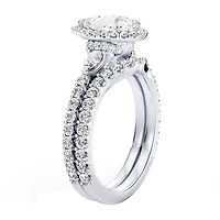 Enchanted Disney Fine Jewelry Belle (F / Si1) Womens 2 1/8 Ct. T.W. Lab Grown White Diamond 10K Gold Beauty and the Beast Princess Side Stone Halo Bridal Set