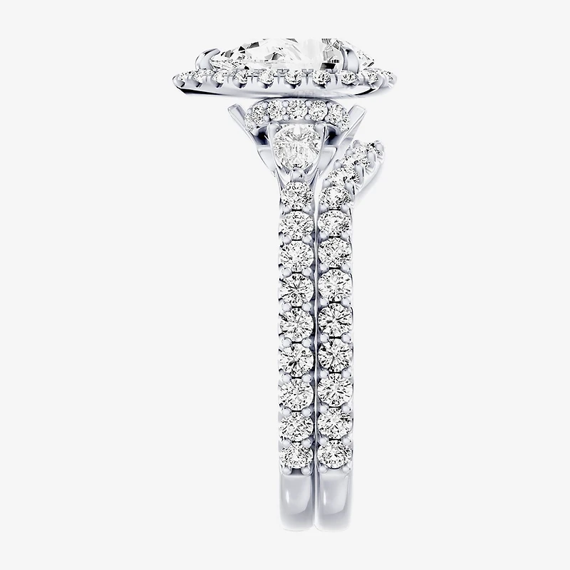 Enchanted Disney Fine Jewelry Belle (F / Si1) Womens 2 1/8 Ct. T.W. Lab Grown White Diamond 10K Gold Beauty and the Beast Princess Side Stone Halo Bridal Set
