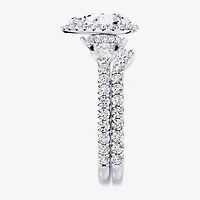 Enchanted Disney Fine Jewelry Belle (F / Si1) Womens 2 1/8 Ct. T.W. Lab Grown White Diamond 10K Gold Beauty and the Beast Princess Side Stone Halo Bridal Set