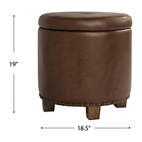 Kinfine HomePop Luxury Small Storage Ottoman in Faux Leather