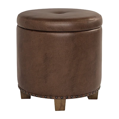 Kinfine HomePop Luxury Small Storage Ottoman in Faux Leather