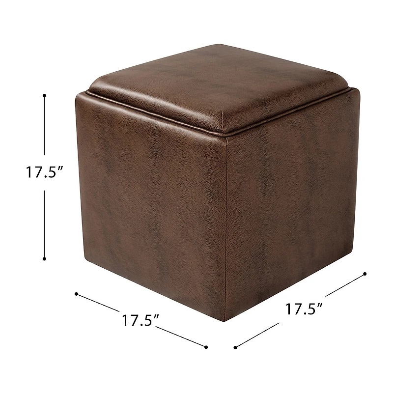 Kinfine HomePop Lift-Off Lid Ottoman Faux Leather