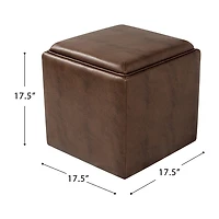Kinfine HomePop Lift-Off Lid Ottoman Faux Leather