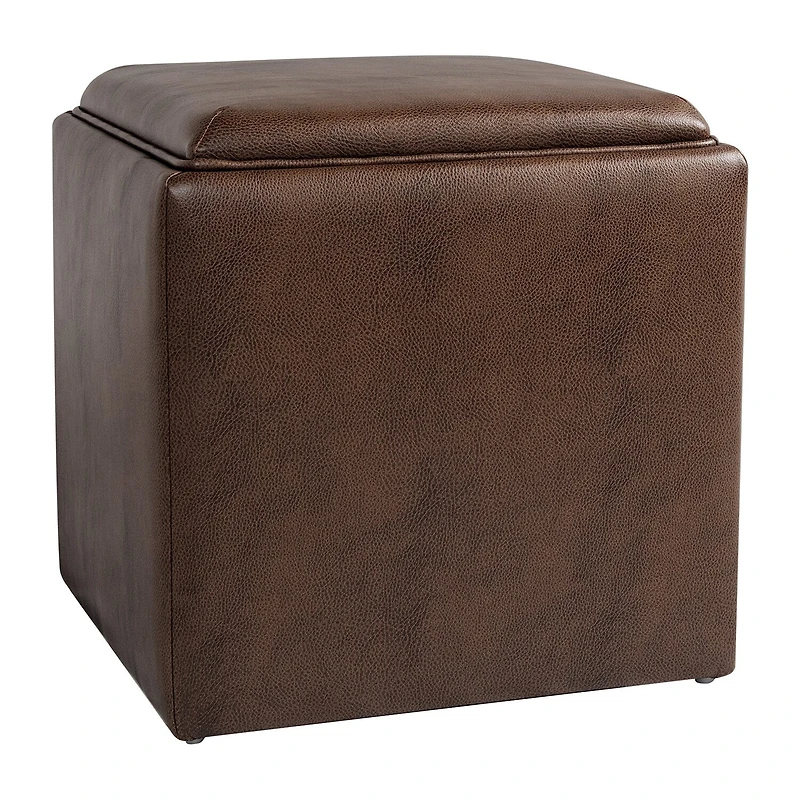 Kinfine HomePop Lift-Off Lid Ottoman Faux Leather