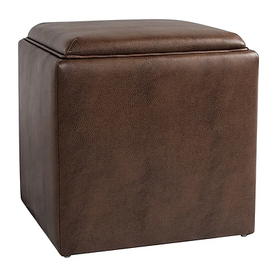 Kinfine HomePop Lift-Off Lid Ottoman Faux Leather