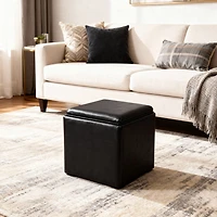 Kinfine HomePop Lift-Off Lid Ottoman Faux Leather