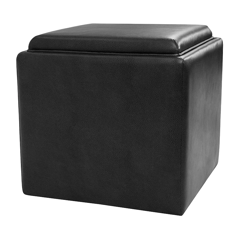 Kinfine HomePop Lift-Off Lid Ottoman Faux Leather
