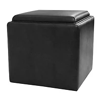 Kinfine HomePop Lift-Off Lid Ottoman Faux Leather