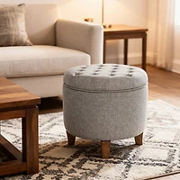 Kinfine Small Round Tufted Storage Ottoman