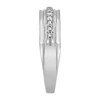 Mens 3MM 1/4 CT. T.W. Natural White Diamond 10K Gold Wedding Band