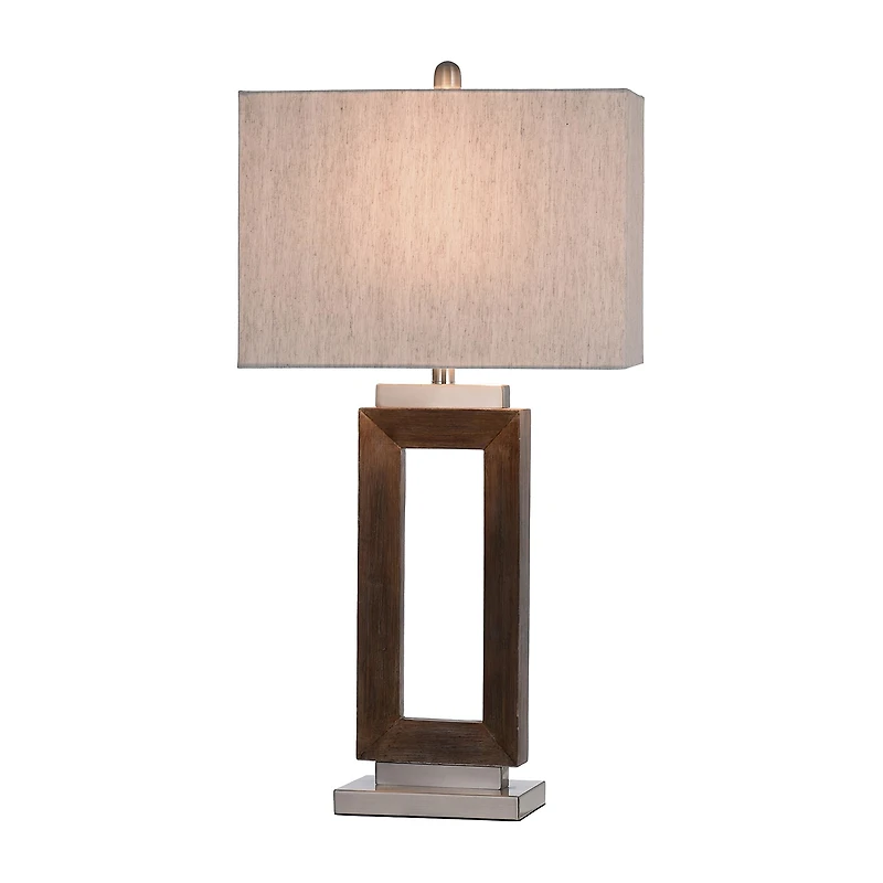 Stylecraft Moulded Hollow Rectangle Brushed Steel Accents Blue Finish Polyresin Table Lamp