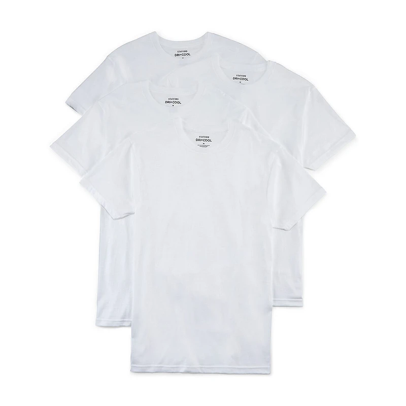 Stafford Dry + Cool Mens 4 Pack Short Sleeve Crew Neck Moisture Wicking T-Shirt Big