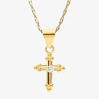 Girls 14K Gold Cross 15 Inch Pendant Necklace