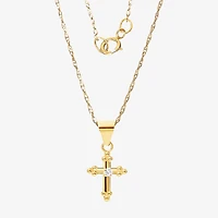 Girls 14K Gold Cross 15 Inch Pendant Necklace