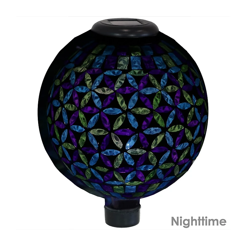 Net Health Shops Cool Blooms Mosaic Gazing Globe - 10 Inch Glass Yard Art