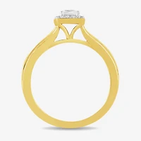 (G / Si2) Womens 3/4 CT. T.W. Lab Grown White Diamond 14K Gold Over Silver Cushion Side Stone Halo Bridal Set