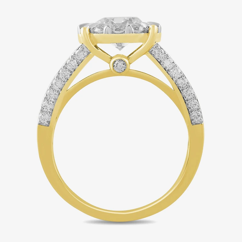 (G / Si2) Womens 3 CT. T.W. Lab Grown White Diamond 10K Gold Round Side Stone Wedding Bridal Set