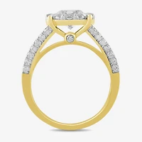 (G / Si2) Womens 3 CT. T.W. Lab Grown White Diamond 10K Gold Round Side Stone Wedding Bridal Set