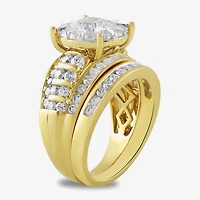 (G / Si2) Womens 3 CT. T.W. Lab Grown White Diamond 10K Gold Round Side Stone Halo Bridal Set