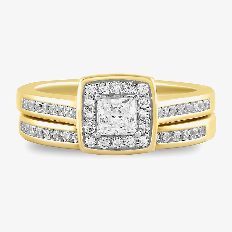 Womens 1 CT. T.W. Lab Grown White Diamond 14K Gold Over Silver Wedding Bridal Set