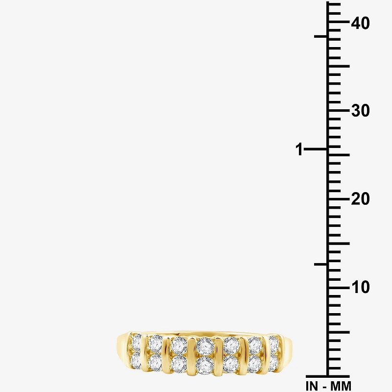 Sterling Silver Womens 1/2 CT. T.W. Lab Grown White Diamond 14K Gold Over Band