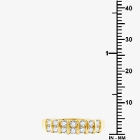 Sterling Silver Womens 1/2 CT. T.W. Lab Grown White Diamond 14K Gold Over Band