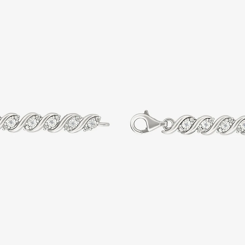 Womens 1/10 CT. T.W. Natural White Diamond Sterling Silver 7.25 Inch Tennis Bracelet