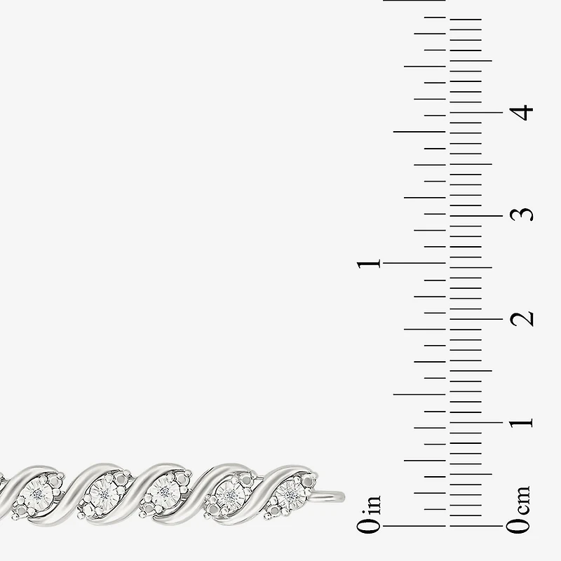 Womens 1/10 CT. T.W. Natural White Diamond Sterling Silver 7.25 Inch Tennis Bracelet