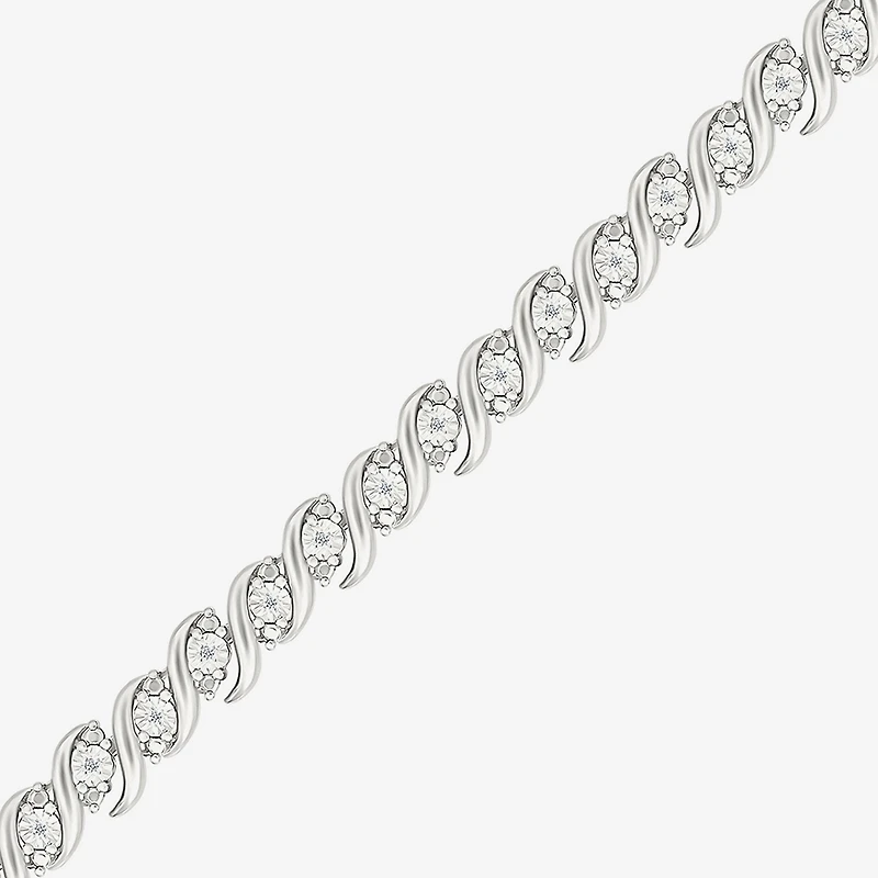 Womens 1/10 CT. T.W. Natural White Diamond Sterling Silver 7.25 Inch Tennis Bracelet