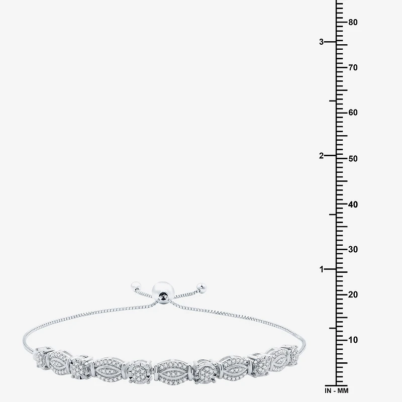 (G-H / Si2-Si3) Womens 1/2 CT. T.W. Lab Grown White Diamond Sterling Silver Bolo Bracelet