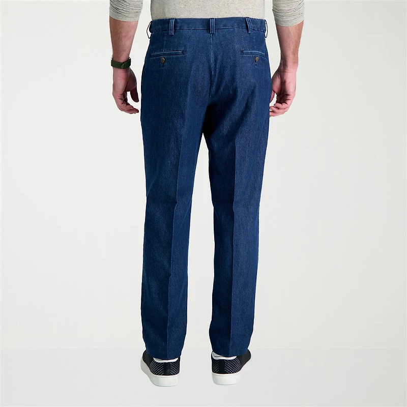 Haggar Stretch Denim Mens Classic Fit Pleated Pant