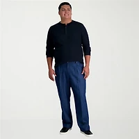 Haggar Stretch Denim Mens Classic Fit Big and Tall Pleated Pant