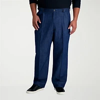 Haggar Stretch Denim Mens Classic Fit Big and Tall Pleated Pant
