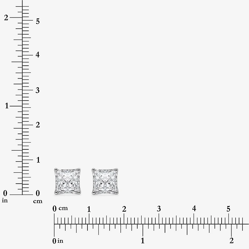 ( I/Si2 ) 2 CT. T.W. Lab-Grown Diamond Sterling Silver or 14K Gold over Princess Stud Earrings