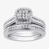 (I, I2) Womens 1/5 CT. Lab Grown White Diamond 14K Gold Over Silver Sterling Bridal Set