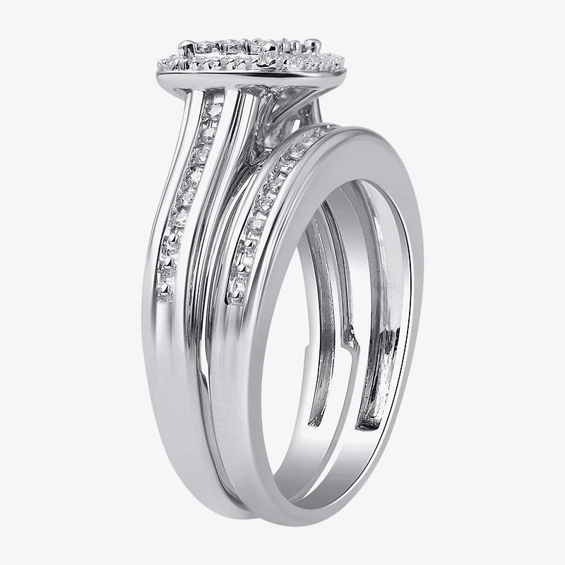 (I, I2) Womens 1/5 CT. Lab Grown White Diamond 14K Gold Over Silver Sterling Bridal Set