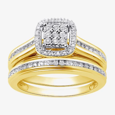(I, I2) Womens 1/5 CT. Lab Grown White Diamond 14K Gold Over Silver Sterling Bridal Set