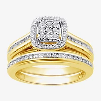 (I, I2) Womens 1/5 CT. Lab Grown White Diamond 14K Gold Over Silver Sterling Bridal Set