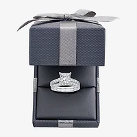 (H-I / SI1-SI2) Signature By Modern Bride Womens 2 1/2 CT. TW. Lab Grown White Diamond 14K Gold Princess Bridal Set