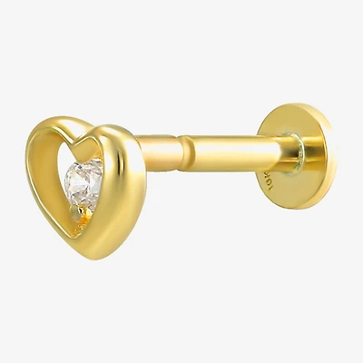 Gold Addiction Womens Black Cubic Zirconia 10K Gold 5.8mm Hamsa Single Earring