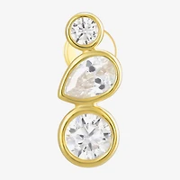 Gold Addiction Butterfly Womens White Cubic Zirconia 10K Gold 6.5mm Butterfly Single Earring