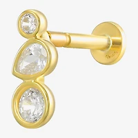 Gold Addiction Butterfly Womens White Cubic Zirconia 10K Gold 6.5mm Butterfly Single Earring